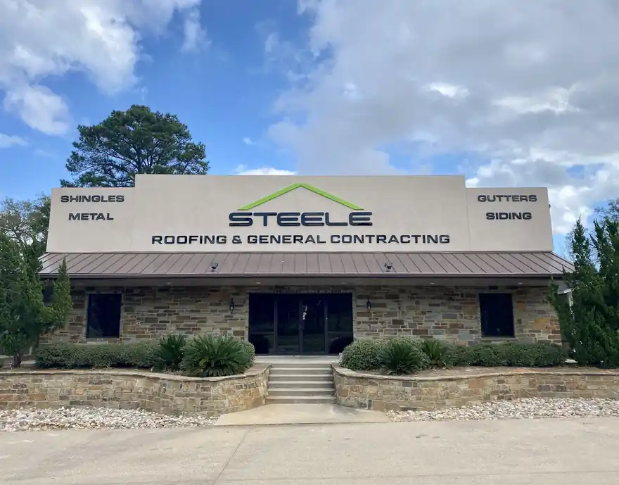 The Steele Roofing office on Hwy 69 South in Tyler in daylight